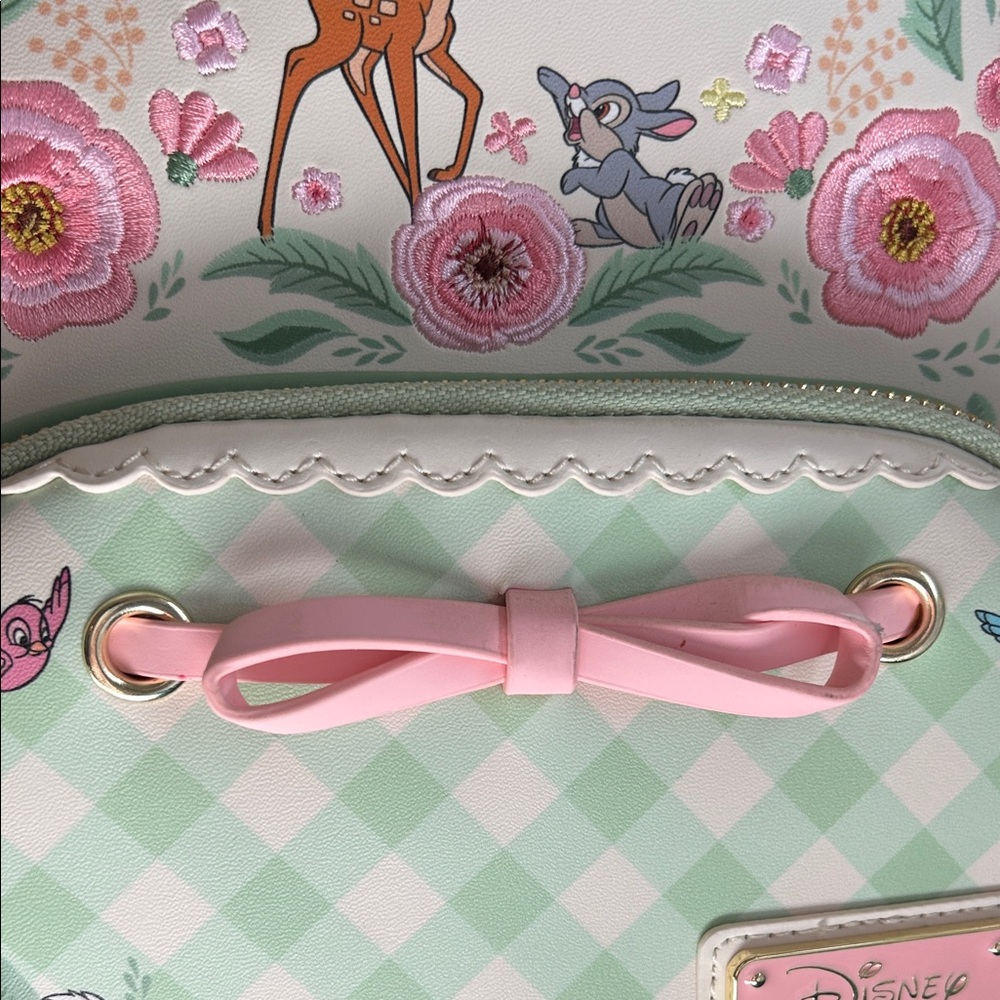 Loungefly Bambi and Thumper- Green and Pink Floral backpack - Picture 10 of 14